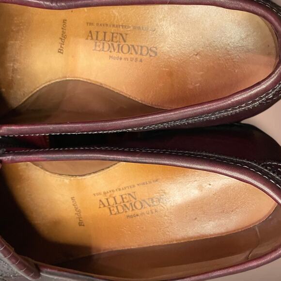Men\'s ALLEN EDMONDS Bridgeton Dark Burgundy USA Made Tassel Loafers EUC main image 9